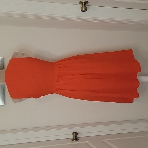 J Crew, Size 4 Elinor Dress, Orange / Reddish Poppy Color.  Sleeveless. EUC! - Picture 5 of 15